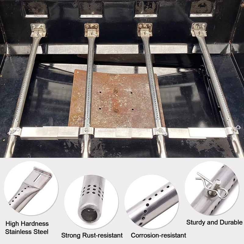 JCLMER Grill Replacement Parts for Charbroil Advantage 3 Burner 463343015 463335115 463642116 Grill Gas, Stainless Steel Pipe Burners, Heat Plate Shields and Crossover Tubes for 463642116, 4 Burner 463344015 - Image 5